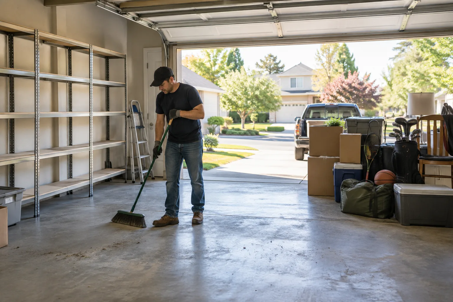 Prepared access for garage cleanout